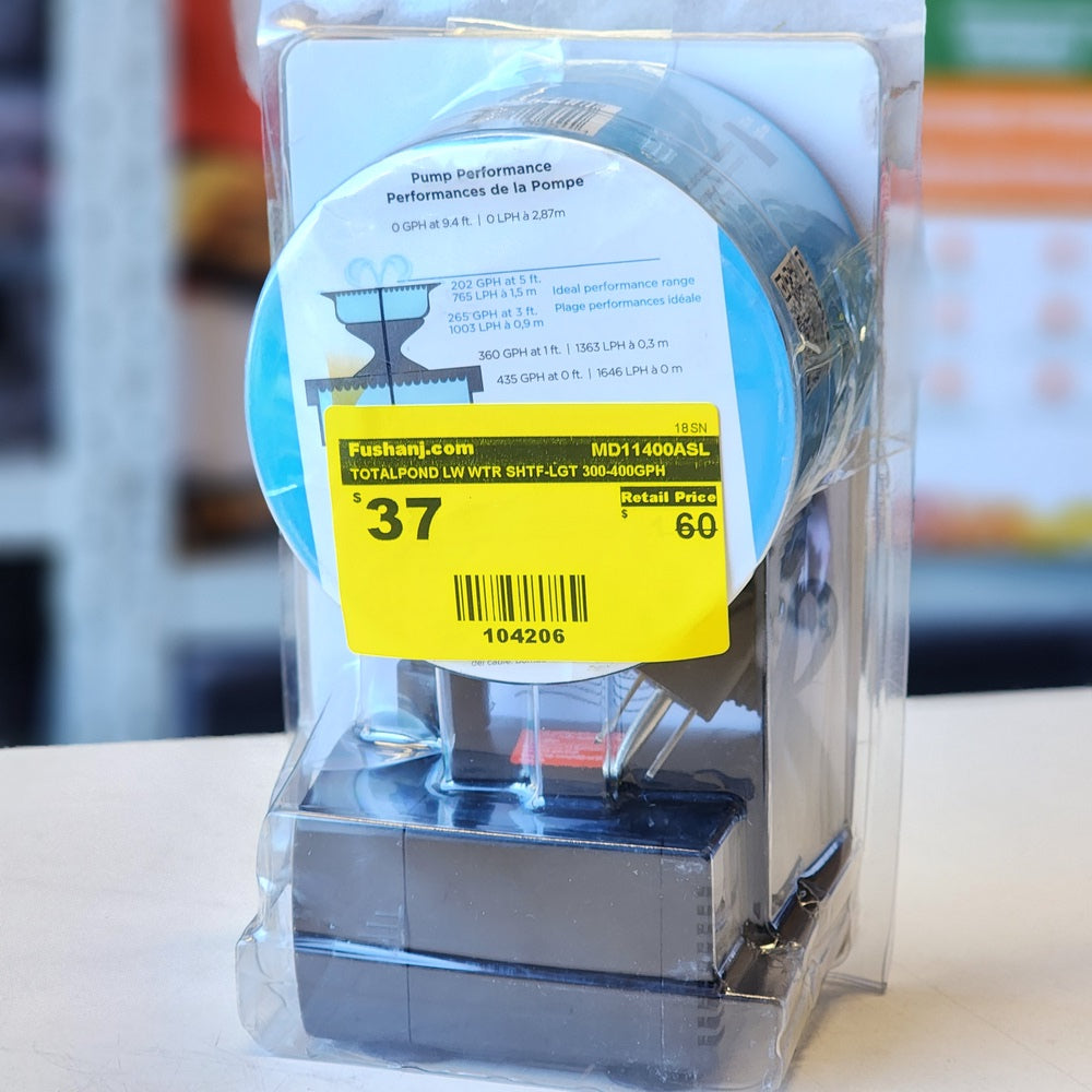 TOTALPOND LW WTR SHTF-LGT 300-400GPH (MD11400ASL) TOTALPOND LW WTR SHTF-LGT 300-400GPH (MD11400ASL)